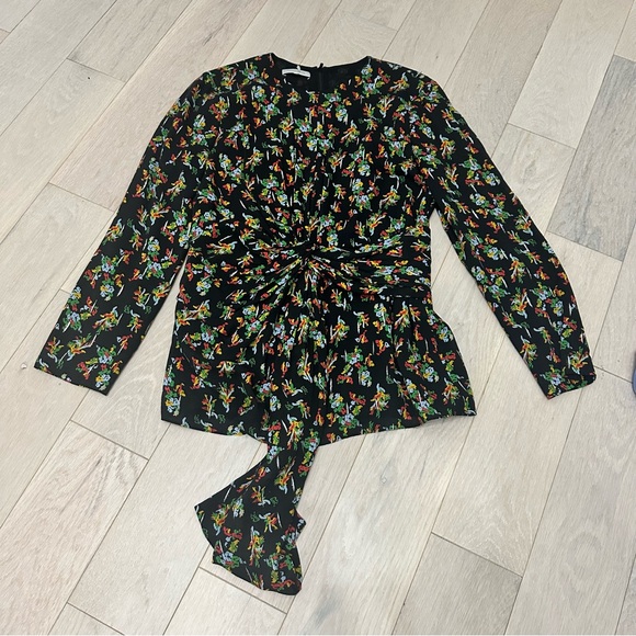 Lafayette 148 New York Black Floral Blouse - Picture 3 of 7